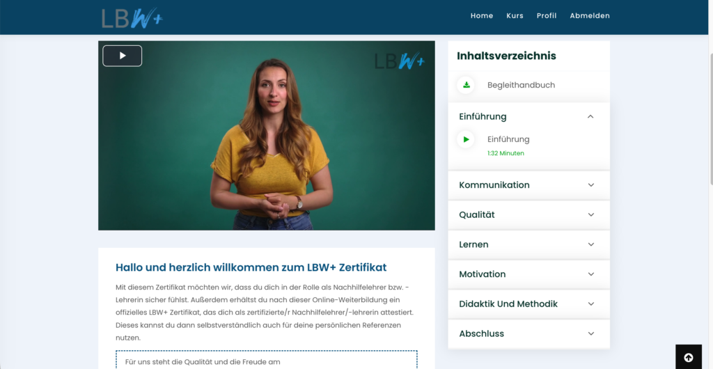 LBW+ Kurs Einführung